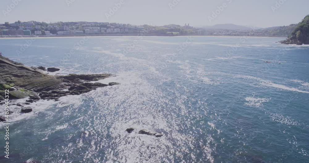 custom made wallpaper toronto digitalAerial shot of surfers on Zurriola hondartza beach San Sebastian.