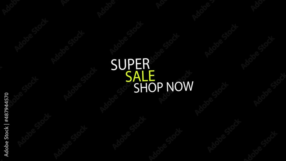 black screen, text super sale shop now.