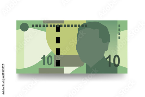 South Africa Rand Vector Illustration. African money set bundle banknotes. Paper money 10 R. Flat style. Isolated on white background. Simple minimal design.