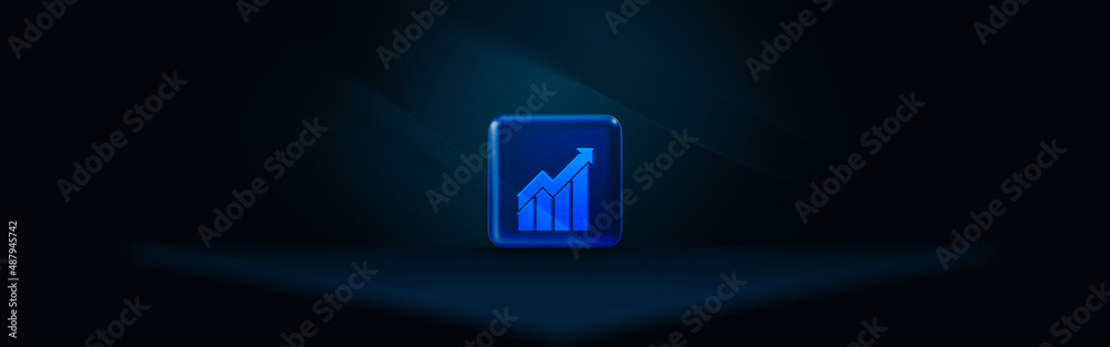 Business Graph Financial Chart Symbol in a Glass Frame Over A Futuristic Surface