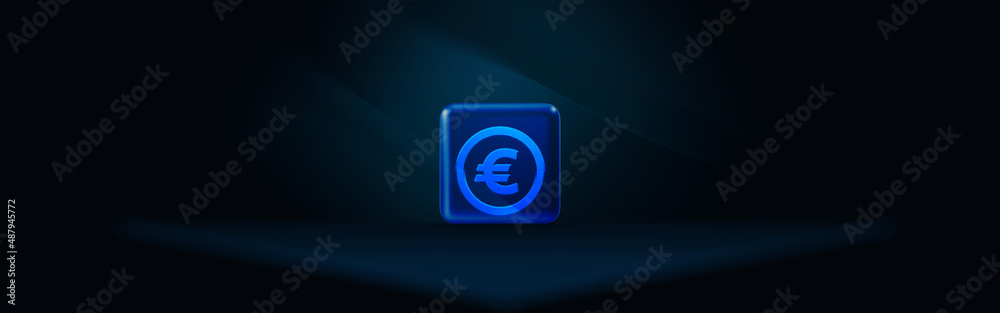 Euro Symbol in a Glass Frame Over A Futuristic Surface Euro Symbol in a Glass Frame Over A Futuristic Surface