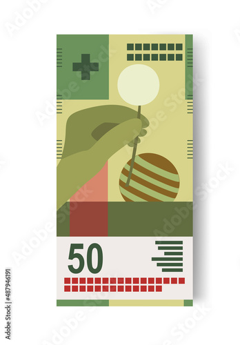 Swiss Franc Vector Illustration. Switzerland, Liechtenstein, Italy money set bundle banknotes. Paper money 50 fr. Flat style. Isolated on white background. photo