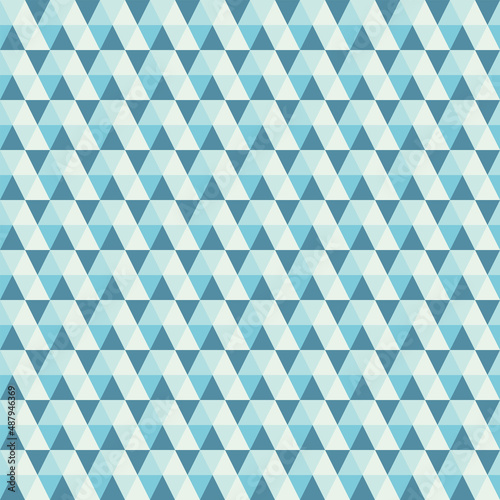 Seamless vector pattern. Abstract geometric background of triangles in blue tone. For use on wallpaper, fabric, packaging and more.
