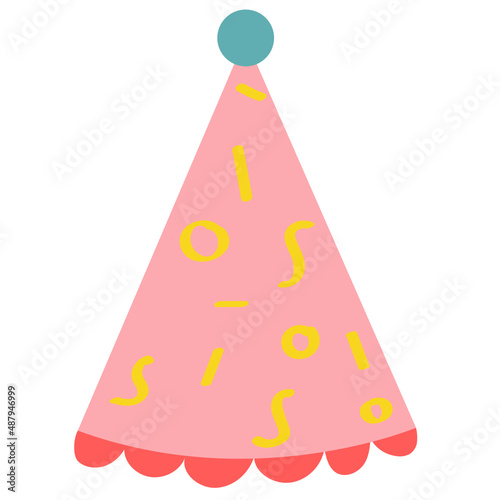 Party hat vector illustration in flat color design