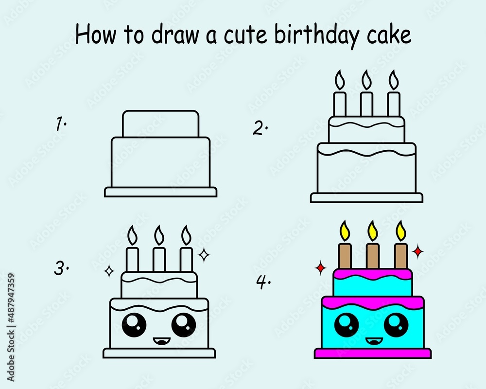 How To Draw Cake Step By Step | Step By Step Cake Drawing Images-saigonsouth.com.vn