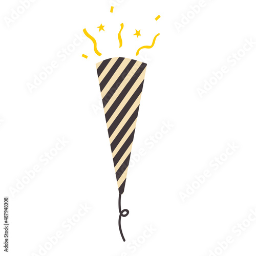 Party popper vector illustration in flat color design