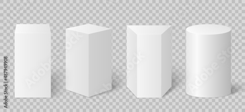 Geometric shape. Pedestal for winners. Realistic 3d figures