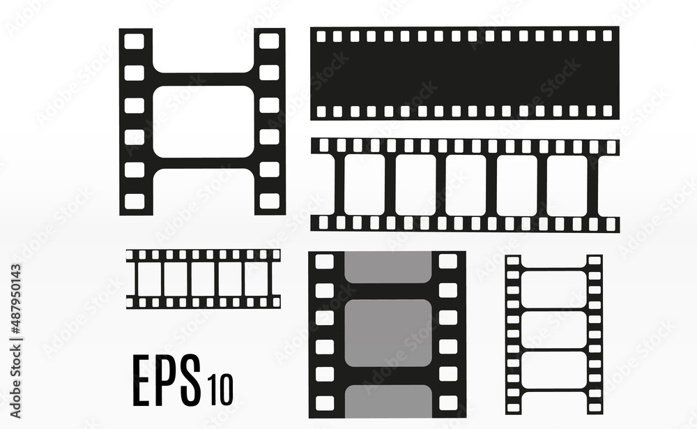 Set of film vector stripes isolated on transparent background.Film strip roll. Vector cinema background.
Set of film vector stripes isolated on transparent background.Film strip roll. Vector cinema background.