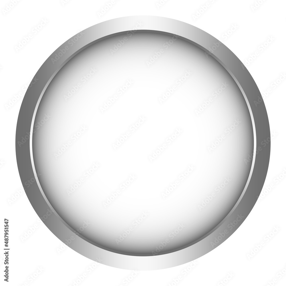 Weisser web button Vektor mit Silberrahmen auf einem weißen isolierten Hintergrund.