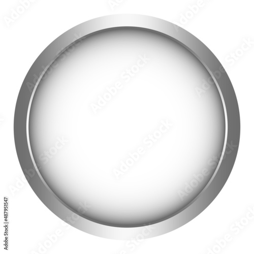 Weisser web button Vektor mit Silberrahmen auf einem weißen isolierten Hintergrund.