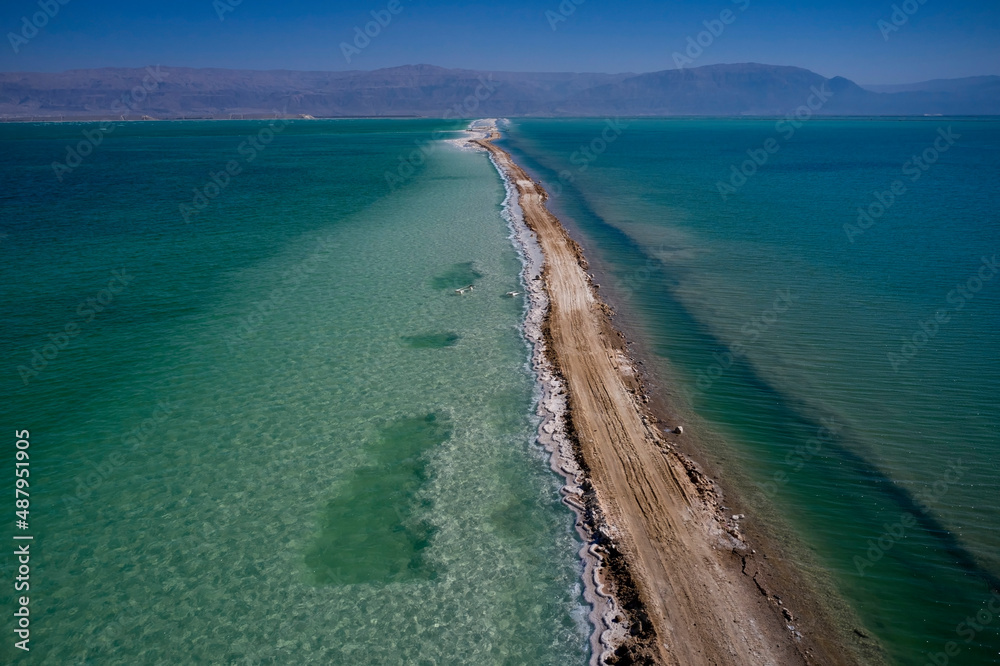 Land strip at the dead Sea, Israel. Aerial view