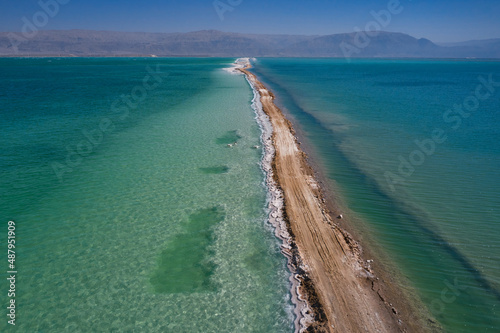 Land strip at the dead Sea, Israel. Aerial view
