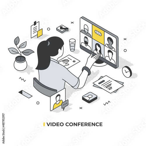 Video Conference Isometric Scene