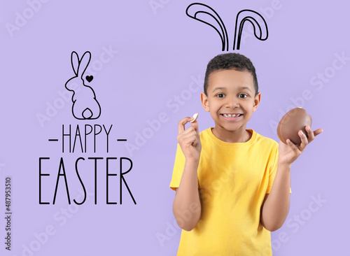 Cute African-American boy w...
