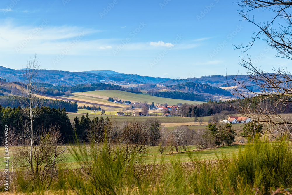 Obraz premium Rural landscape in South Czechia. Early spring.