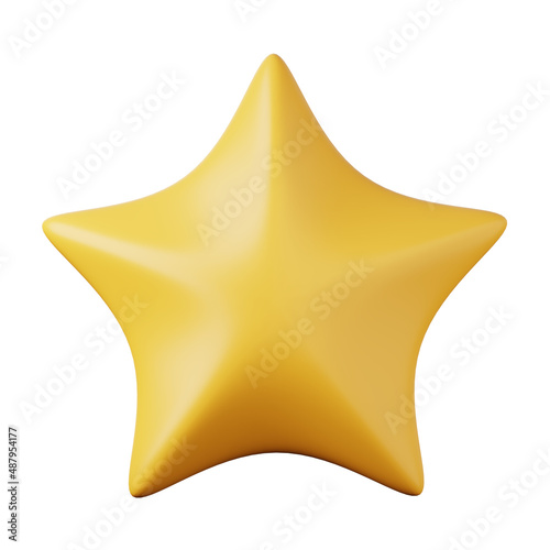 Yellow volumetric star high quality 3D render illustration icon.