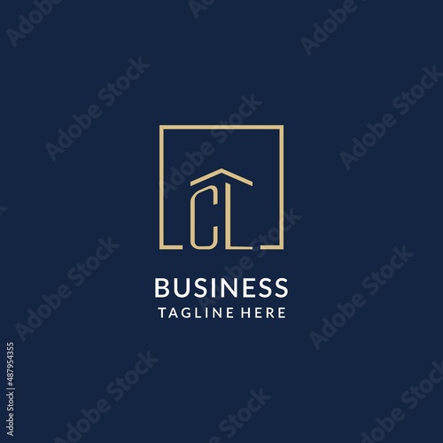 Initial CL square lines logo, modern and luxury real estate logo design