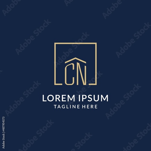 Initial CN square lines logo, modern and luxury real estate logo design