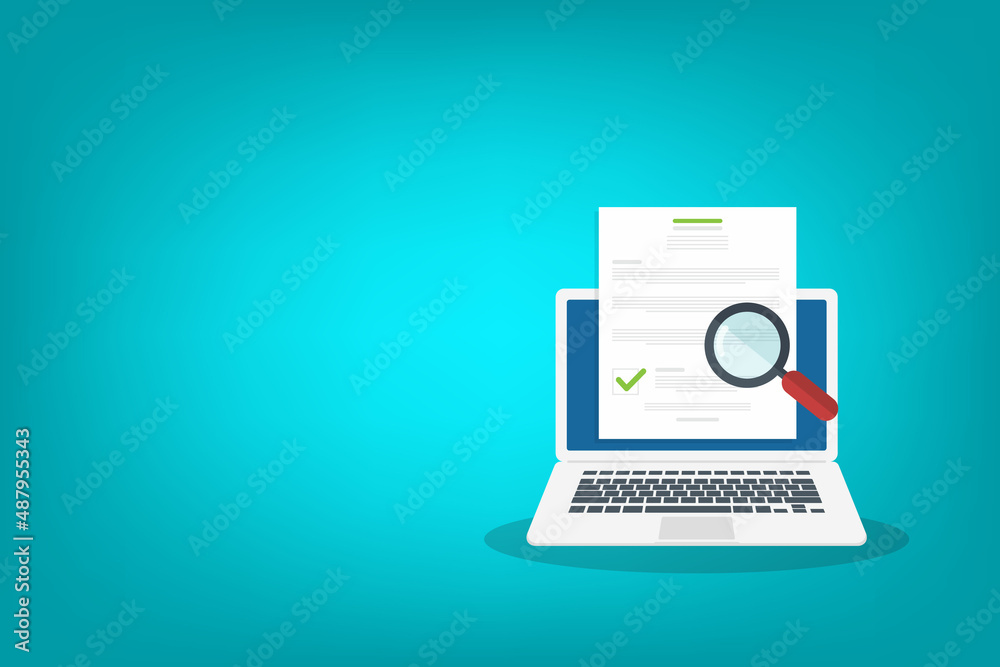Online digital document inspection or assessment evaluation on laptop