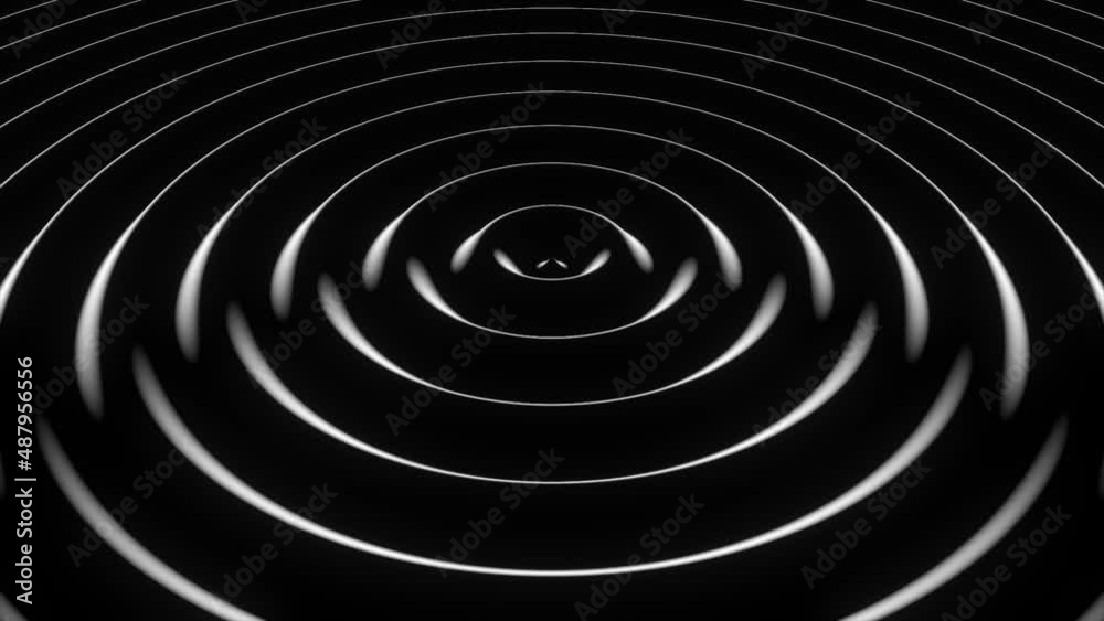Rippled stylized surface in dark background. Diverging circles of liquid reflective oil material, black and white silhouette 4k looping background.
Rippled stylized surface in dark background. Diverging circles of liquid reflective oil material, black and white silhouette 4k looping background.
