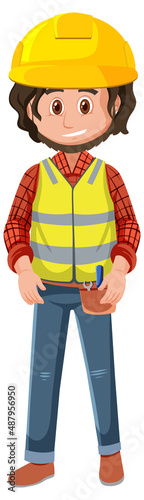 A contractor job cartoon character on white background