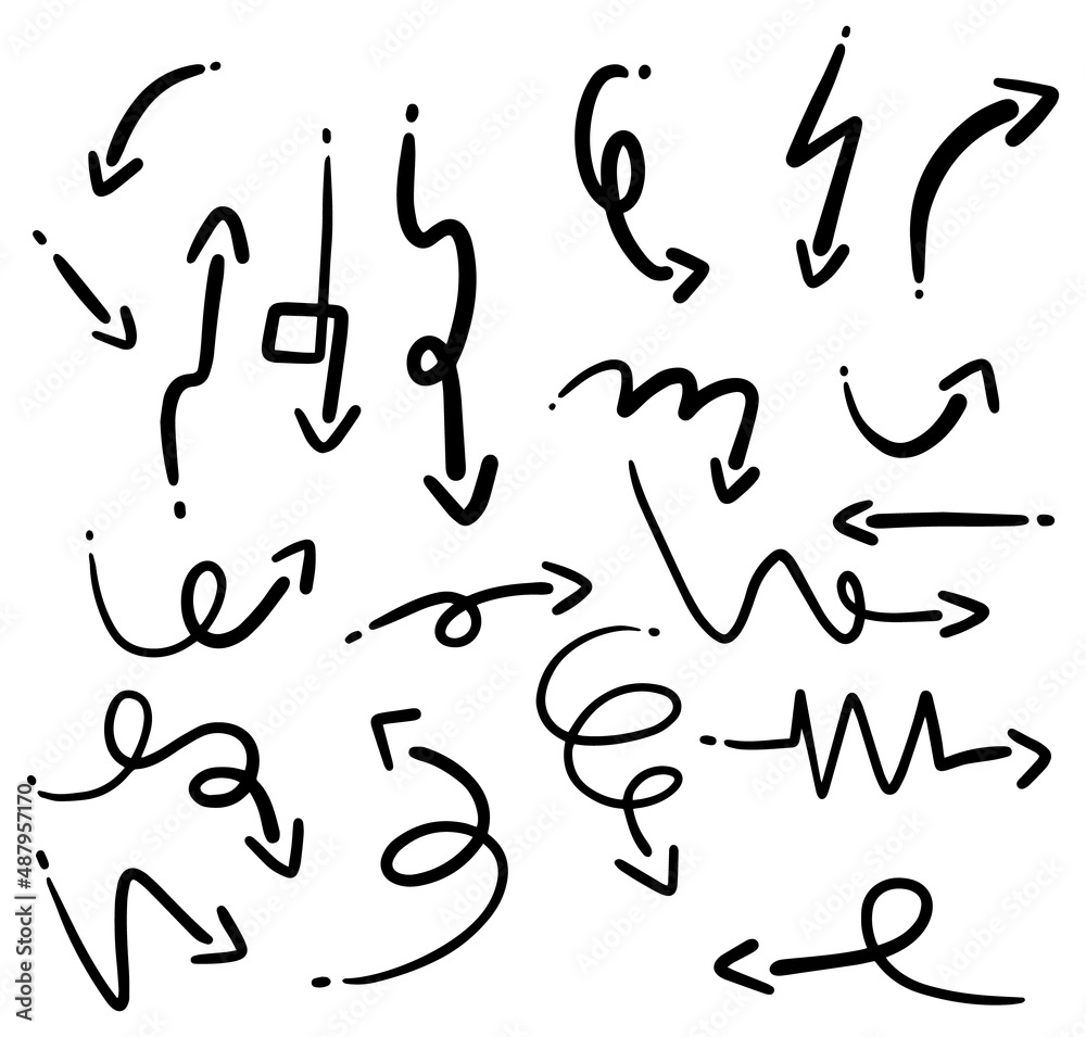 Set of arrows in different directions on white background Set of arrows in different directions on white background