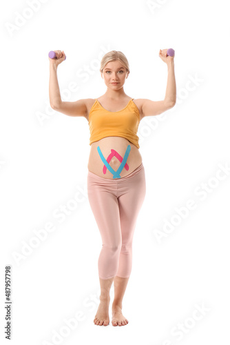 Pregnant woman with applied...