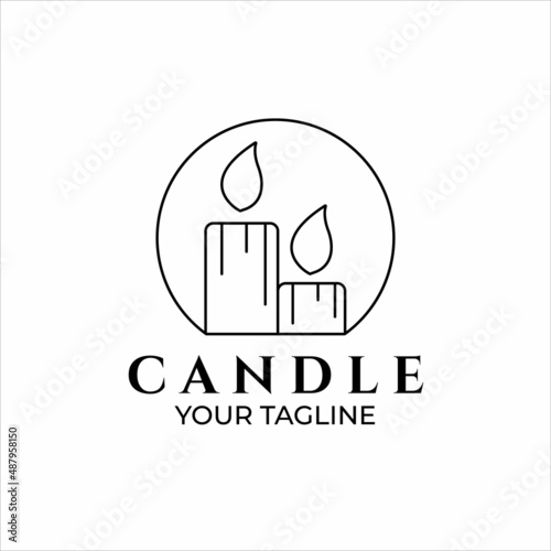 abstract candle logo line art minimalist vector illustration template graphic design