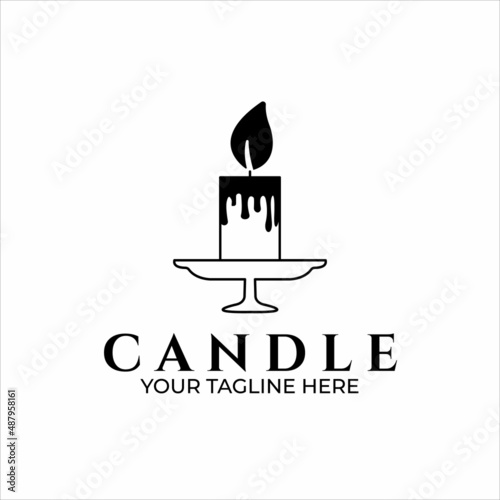 simple candle logo vintage minimalist vector illustration template graphic design