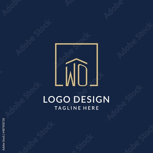 Initial WO square lines logo, modern and luxury real estate logo design
