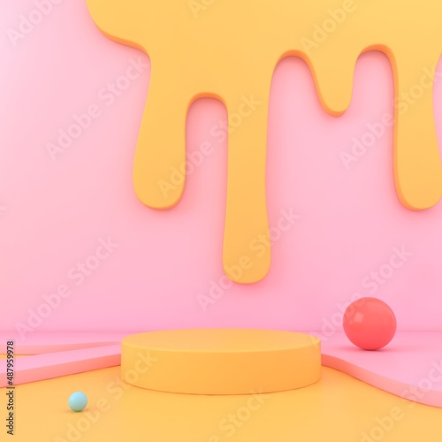Minimal Abstract background, pastel color mockup for podium,modern stage, display or showcase, 3d rendering.	