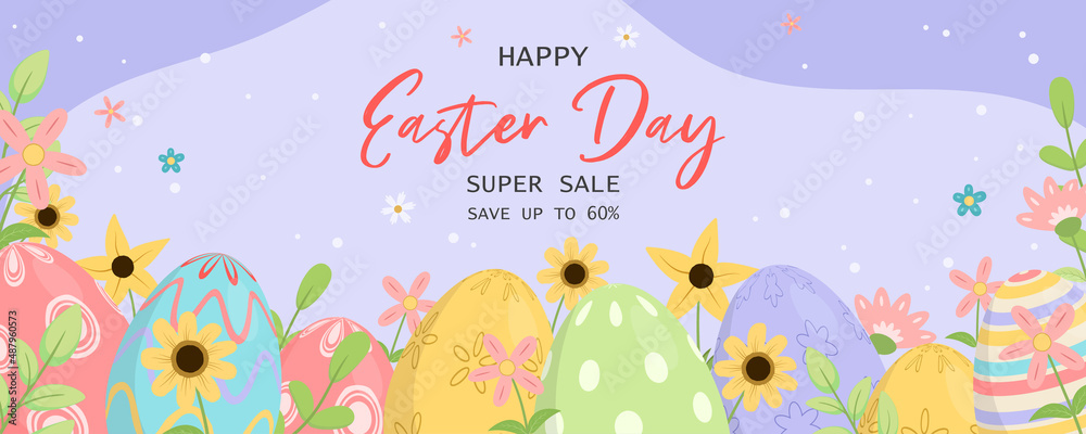 Naklejka premium Easter sale horizontal banner template