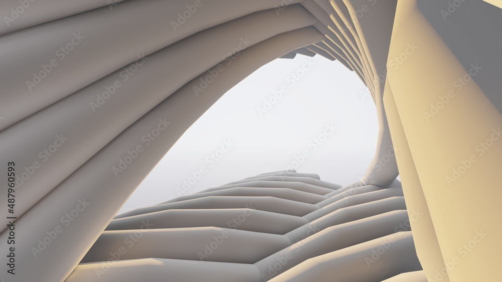 Abstract architecture background arched interior 3d render