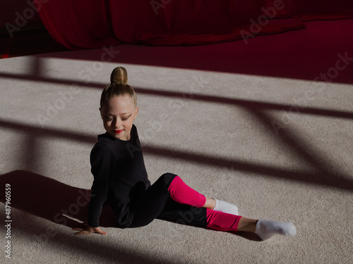 girl in rhythmic gymnastics training