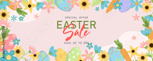 Easter sale horizontal banner template