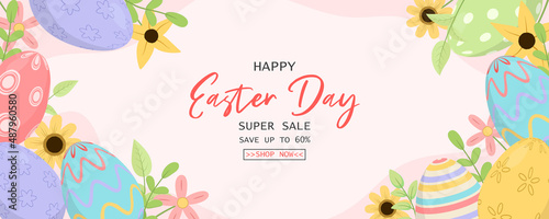 Easter sale horizontal banner template