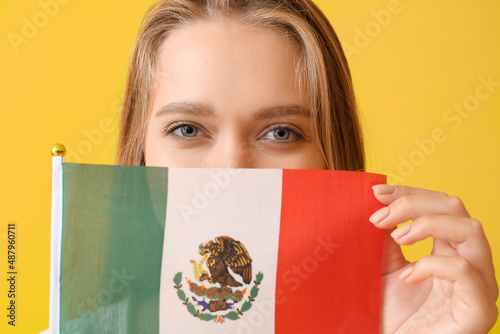 Young woman with flag of Me...