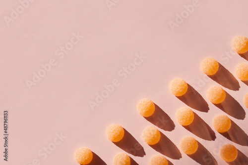 Gummy candies background. Sweet creative concept.