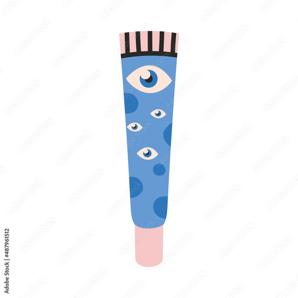 Eye cream in tube, cartoon style. Facial skin care, hand drawn, flat design. Eye cream in tube, cartoon style. Facial skin care, hand drawn, flat design.