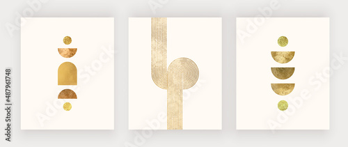 Boho wall art prints with geometric modern shapes