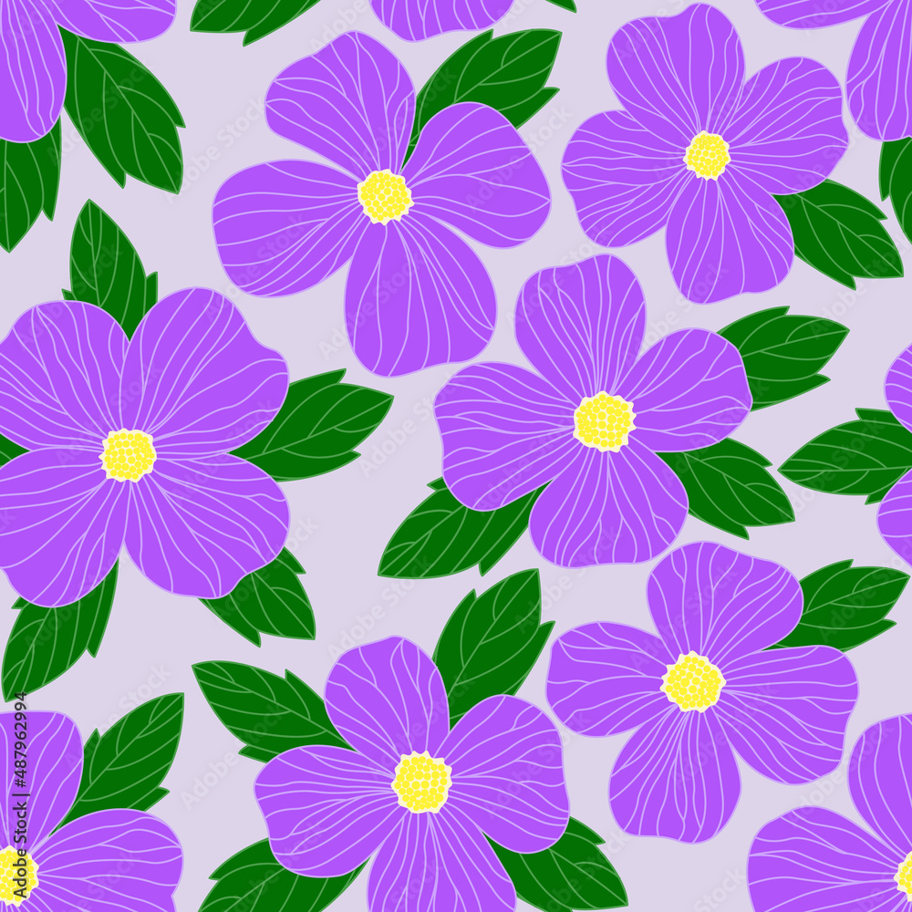 purple floral seamless pattern. violet flower pattern. good for dress, fashion, fabric, wallpaper, etc.