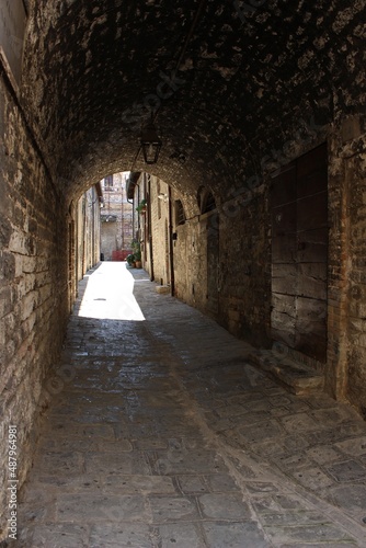 Italy, Umbria: Foreshortening of Gubbio.