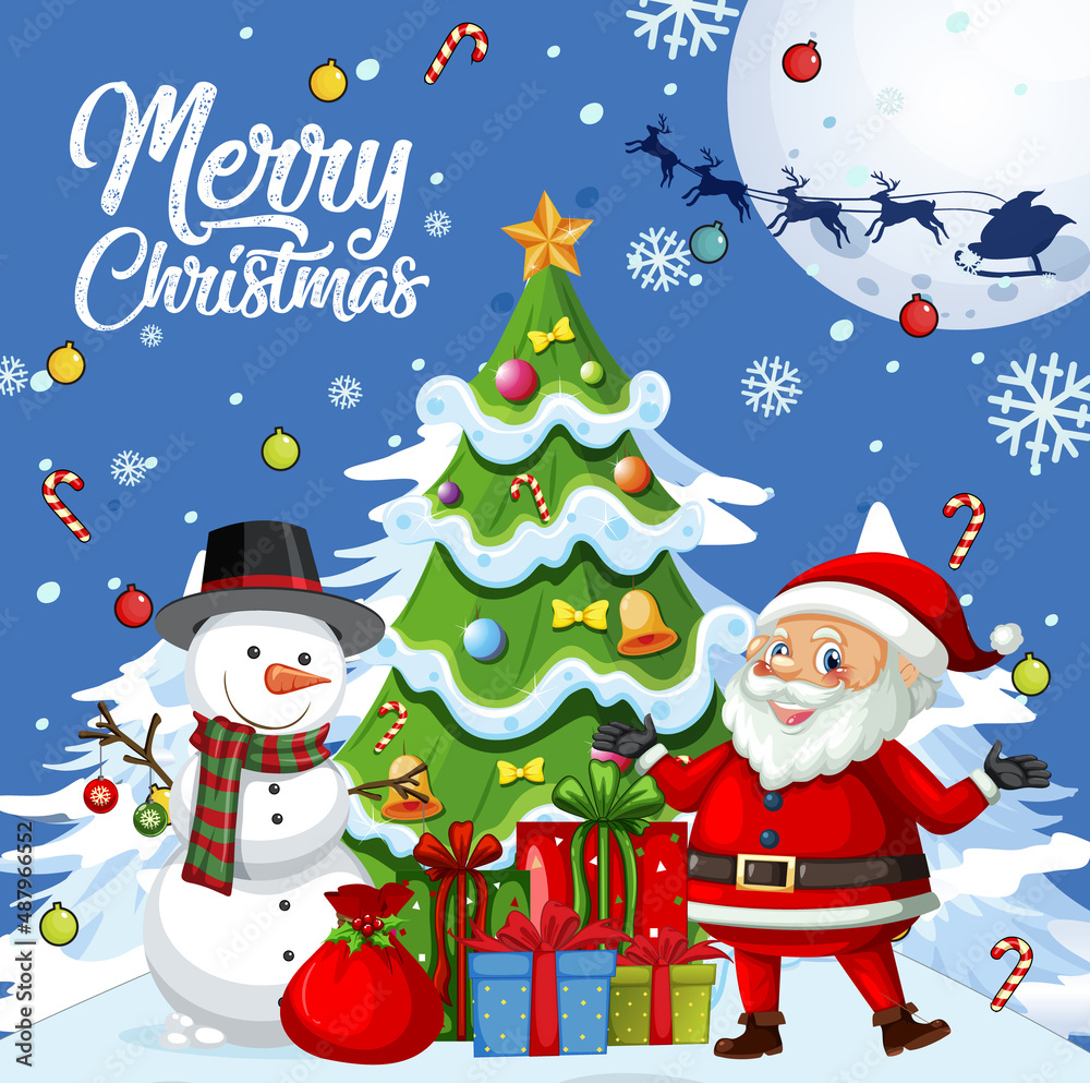Christmas poster design with Santa Claus and snowman Christmas poster design with Santa Claus and snowman