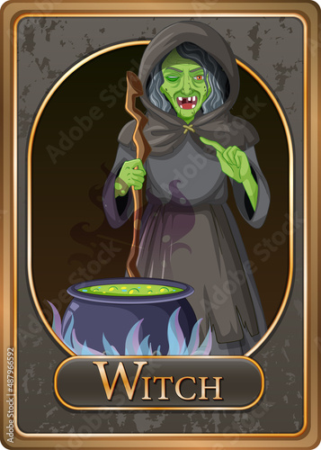 Scary witch character game card template