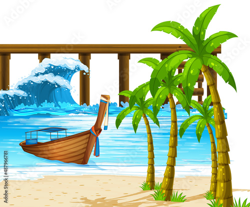 Long tail boat at the beach