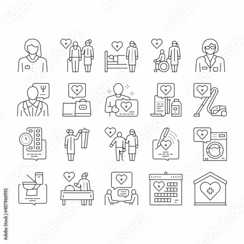 Homecare Services Collection Icons Set Vector .
