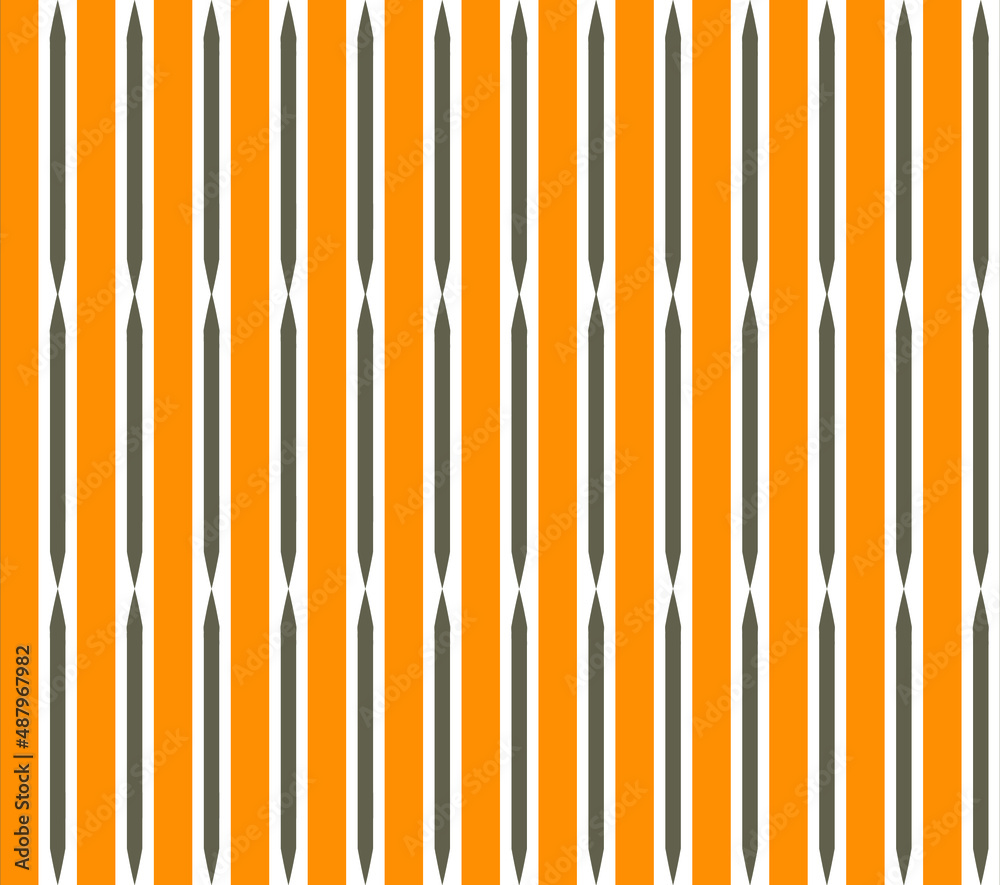 Orange vertical rectangle alternating brown vertical hexagon pattern on a white background. It is a seamless vector pattern work. Orange vertical rectangle alternating brown vertical hexagon pattern on a white background. It is a seamless vector pattern work.