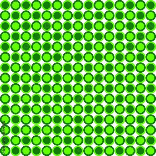 Dark green circles alternate light green on a white background. And you can use it on Saint Patrick’s Day. It is a seamless vector pattern work.