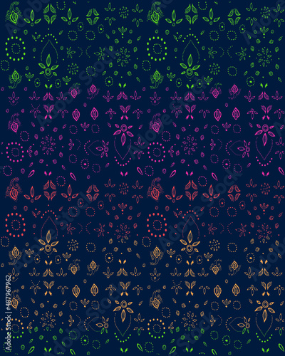 Colourful bandana scarf seamless floral print.