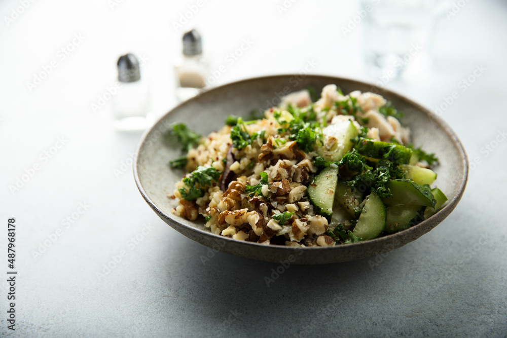Healthy quinoa bowl with chicken